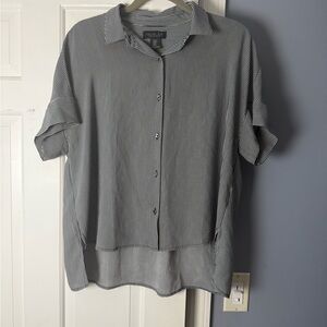 Rachel Zoe Black and White Pinstripe Women’s Short Sleeve Blouse Size M